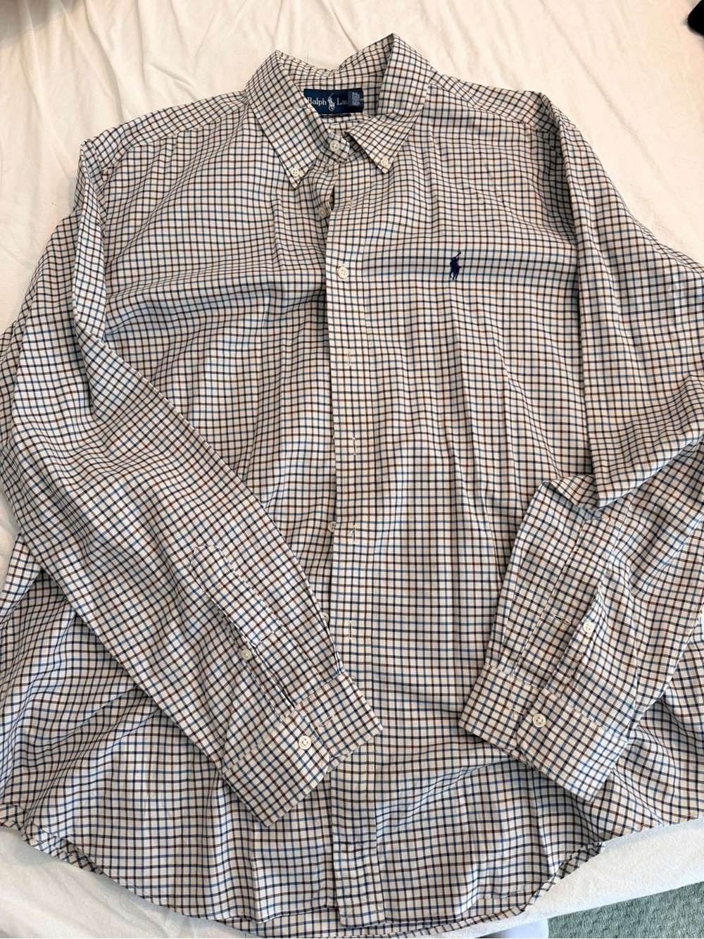 Polo Ralph Lauren Button-Down Windowpane Plaid 100% Cotton Shirt XXL NWOT